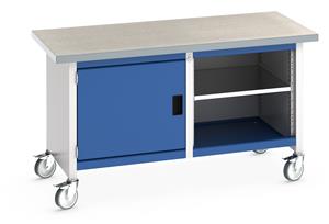 Bott MobileBench 1500Wx750Dx840mmH-1 Cpbd, 1 Shelf & LinoTop 1500mm Wide Mobile Moveable Industrial Storage Benches with Cupboards and Drawers 26/41002096.11 Bott MobileBench 1500Wx750Dx840mmH 1 Cpbd 1 Shelf LinoTop.jpg